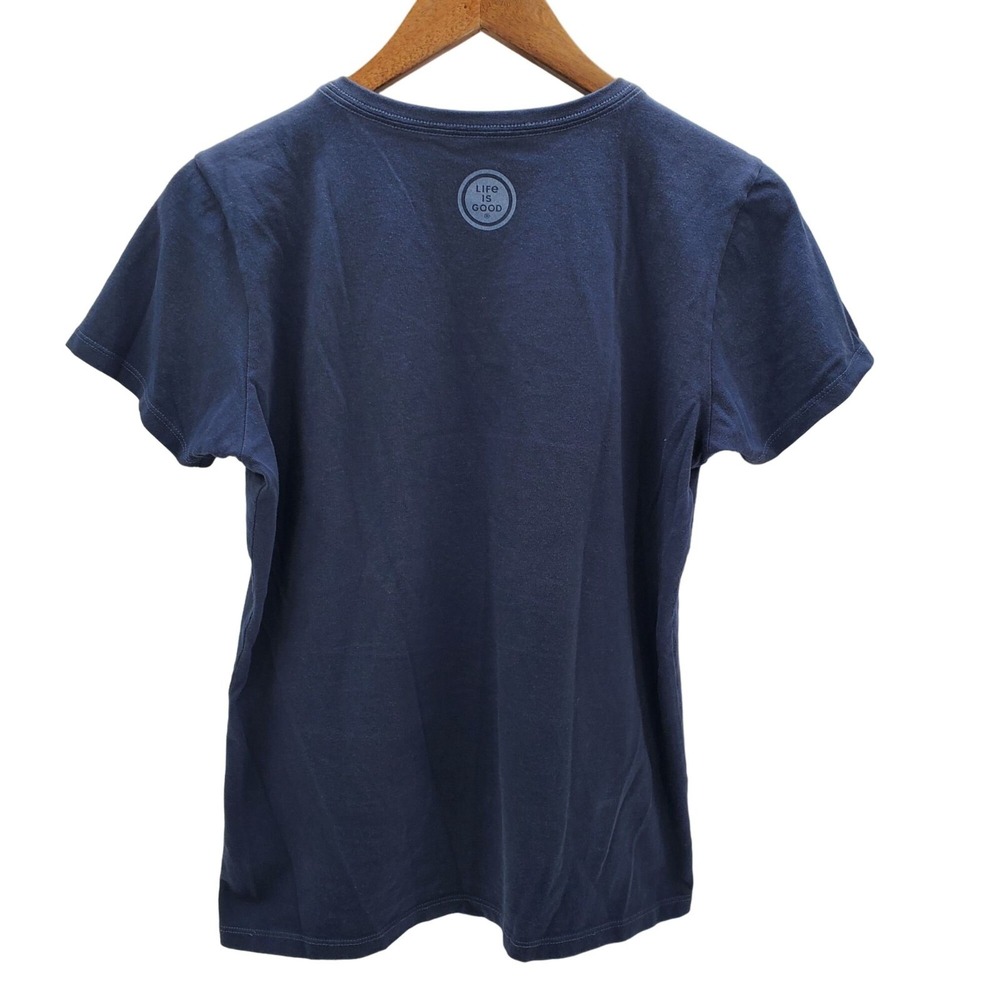 Life Is Good Womens Blue Short Sleeve T-Shirt S Fort Wayne Indiana V-Neck Truck - Picture 2 of 10